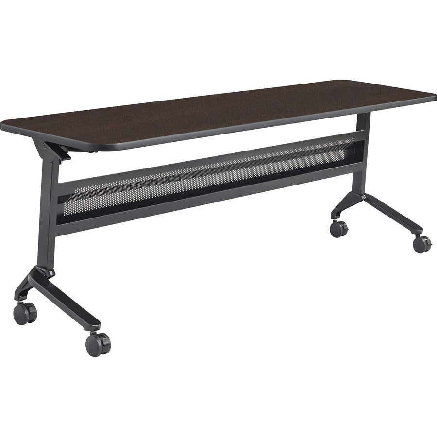 Safco Flip-N-Go Rectangular Training Table - Mocha Rectangle Top - Black Base - 150 lb Capacity - 72" Table Top Width x 24" Table Top Depth x 1.20" Table Top Thickness - 29" Height - Training Room - Assembly Required - Low Pressure Laminate (LPL) Top M...