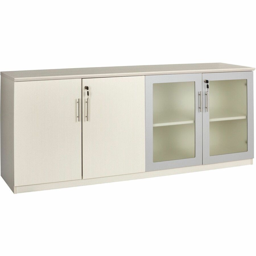 Safco Medina Textured Sea Salt Laminate Unit - 1" Thickness Work Surface, 29.5" Height x 72" Width x 20" Depth Return, 0" Thickness Table Top, 26.4" Height x 17.9" Width1" Thickness Door - 4 Door(s) - 4 Shelve(s) - 4 Adjustable Shelf(ves) - Beveled Edg...
