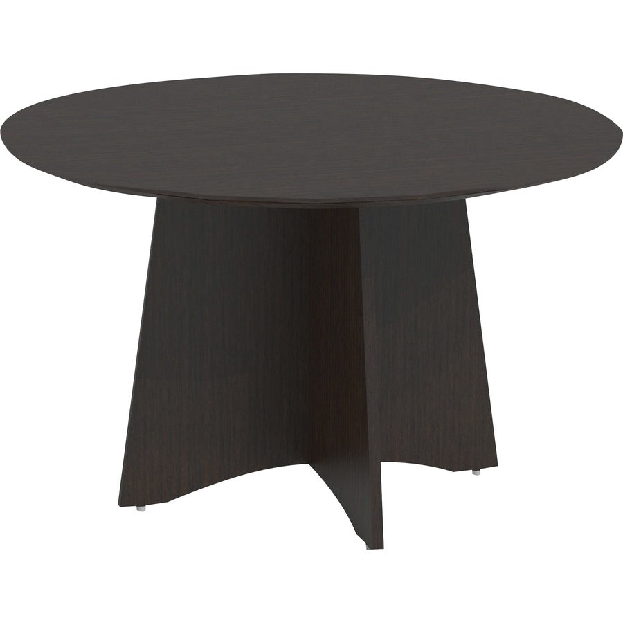 Safco Medina Mocha Laminate Office Unit - Round - 29.5" Height x 48" Width x 48" Depth48" Diameter - Beveled Edge - Material: Medium Density Fiberboard (MDF), Laminate - Finish: Mocha - Leg Leveler, Modesty Panel, Durable, Wear Resistant, Tear Resistan...