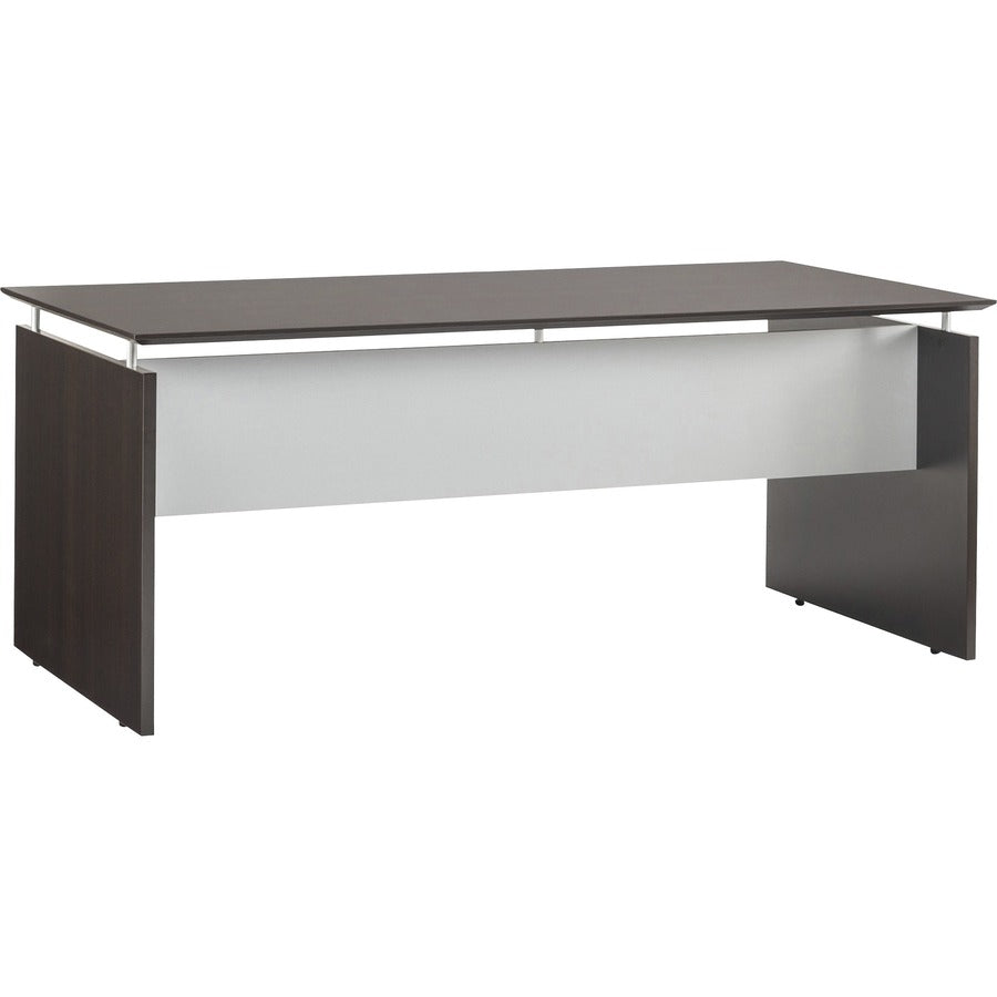 Safco Medina Mocha Laminate Office Unit - 29.5" Height x 63" Width x 36" Depth, 0" Thickness Table Top - Beveled Edge - Material: Medium Density Fiberboard (MDF), Laminate - Finish: Mocha, Silver - Durable, Leg Leveler, Modesty Panel - For Office, Home...