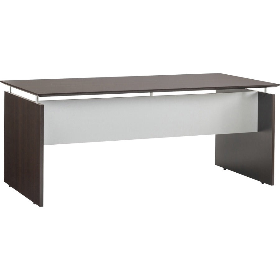 Safco Medina Mocha Laminate Office Unit - 42.8" Height x 72" Width x 36" Depth, 0" Thickness Table Top, 29.5" Height Work Surface - Beveled Edge - Material: Medium Density Fiberboard (MDF), Laminate - Finish: Mocha, Silver - Durable, Leg Leveler, Modes...