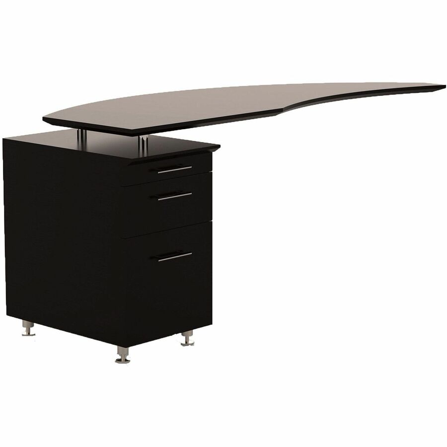 Safco Medina Mocha Laminate Office Unit - L-shaped - 1" Thickness Work Surface, 9.1" Height14.8" Depth Drawer, 29.5" Height x 63" Width x 24" Depth Return, 0" Thickness Table Top - Total Drawer(s): 3 - Single Pedestal on Left Side - Beveled Edge - Mate...