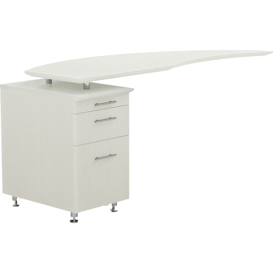 Safco Medina Mocha Laminate Office Unit - L-shaped - 1" Thickness Work Surface, 9.1" Height14.8" Depth Drawer, 29.5" Height x 63" Width x 24" Depth Return, 0" Thickness Table Top - Total Drawer(s): 3 - Single Pedestal on Left Side - Beveled Edge - Mate...