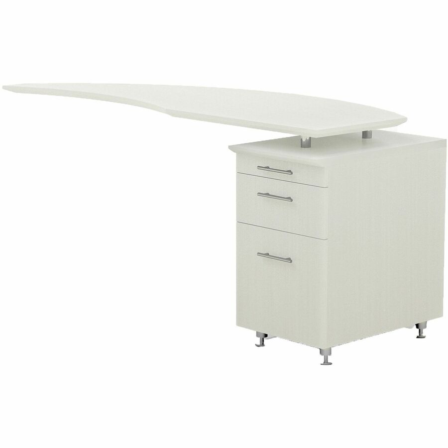 Safco Medina Textured Sea Salt Laminate Unit - L-shaped - 1" Thickness Work Surface, 9.1" Height14.8" Depth Drawer, 29.5" Height x 63" Width x 24" Depth Return, 0" Thickness Table Top - Total Drawer(s): 3 - Single Pedestal on Right Side - Beveled Edge...