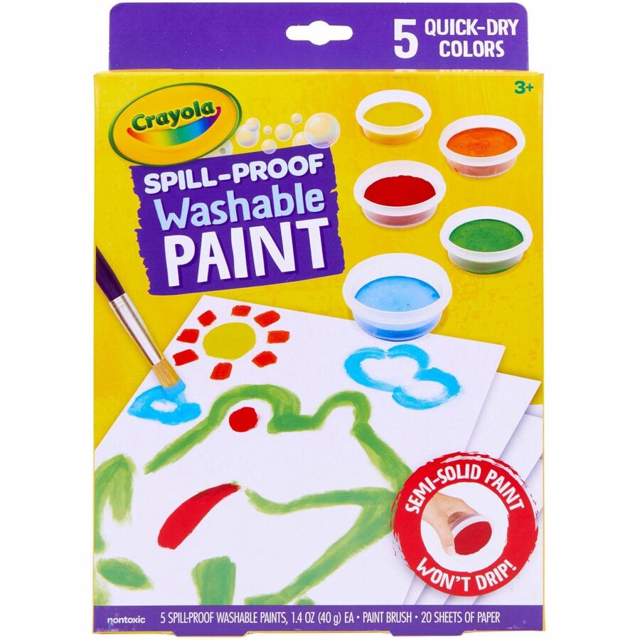 Crayola Spill Proof Washable Paint Set - 5 Color(s) - Multicolor - Washable - 1 Kit