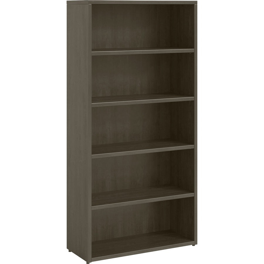 Lorell Prominence 2.0 Bookcase - Rectangle - 69" Height x 34" Width x 12" Depth, 1" Thickness Top - 5 Shelve(s) - 4 Adjustable Shelf(ves) - Material: Particleboard - Finish: Gray Elm - Laminated, Durable, Mar Resistant, Burn Resistant, Impact Resistant...