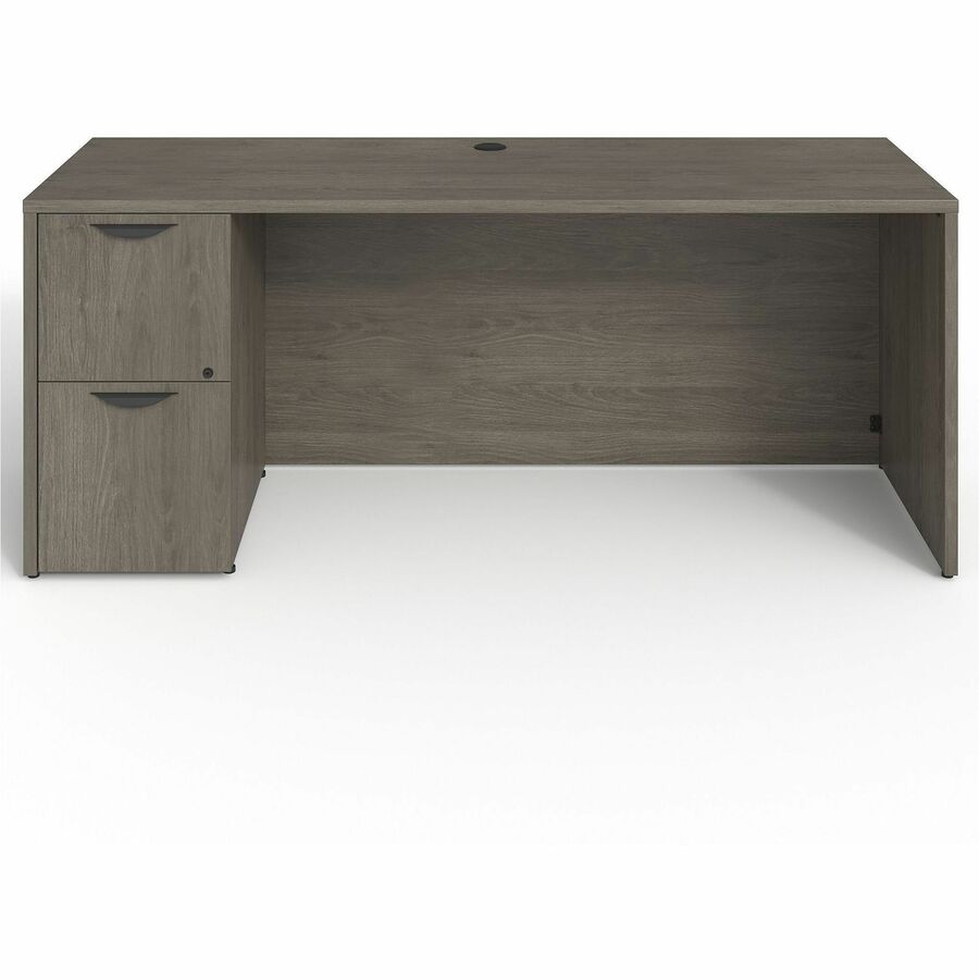 Lorell Prominence 2.0 Left-Pedestal Credenza - Rectangle - 29" Height x 72" Width x 24" Depth, 1" Thickness Top - Total Drawer(s): 2 - Single Pedestal on Left Side - Band Edge - Material: Particleboard - Finish: Thermofused Melamine (TFM) - Grommet, Ma...