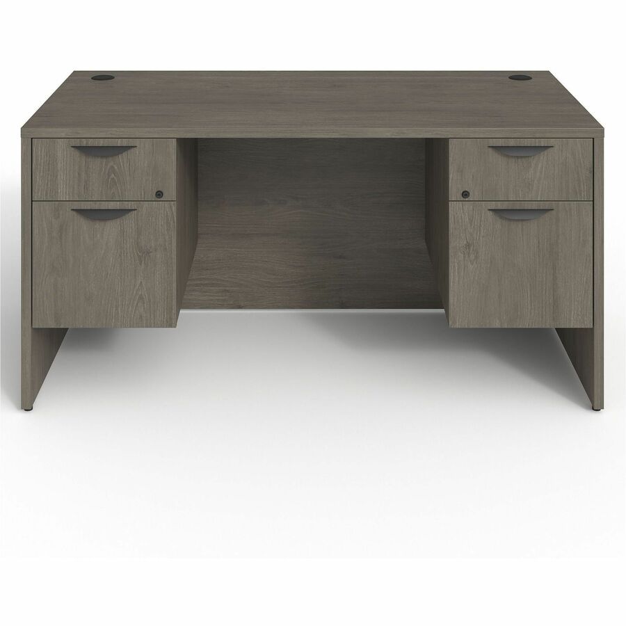 Lorell Prominence 2.0 3/4 Double-Pedestal Desk - Rectangle - 1" Thickness Top, 29" Height x 60" Width x 30" Depth - Total Drawer(s): 2 - Double Pedestal on Left/Right Side - Band Edge - Material: Particleboard - Finish: Thermofused Melamine (TFM) - Dur...
