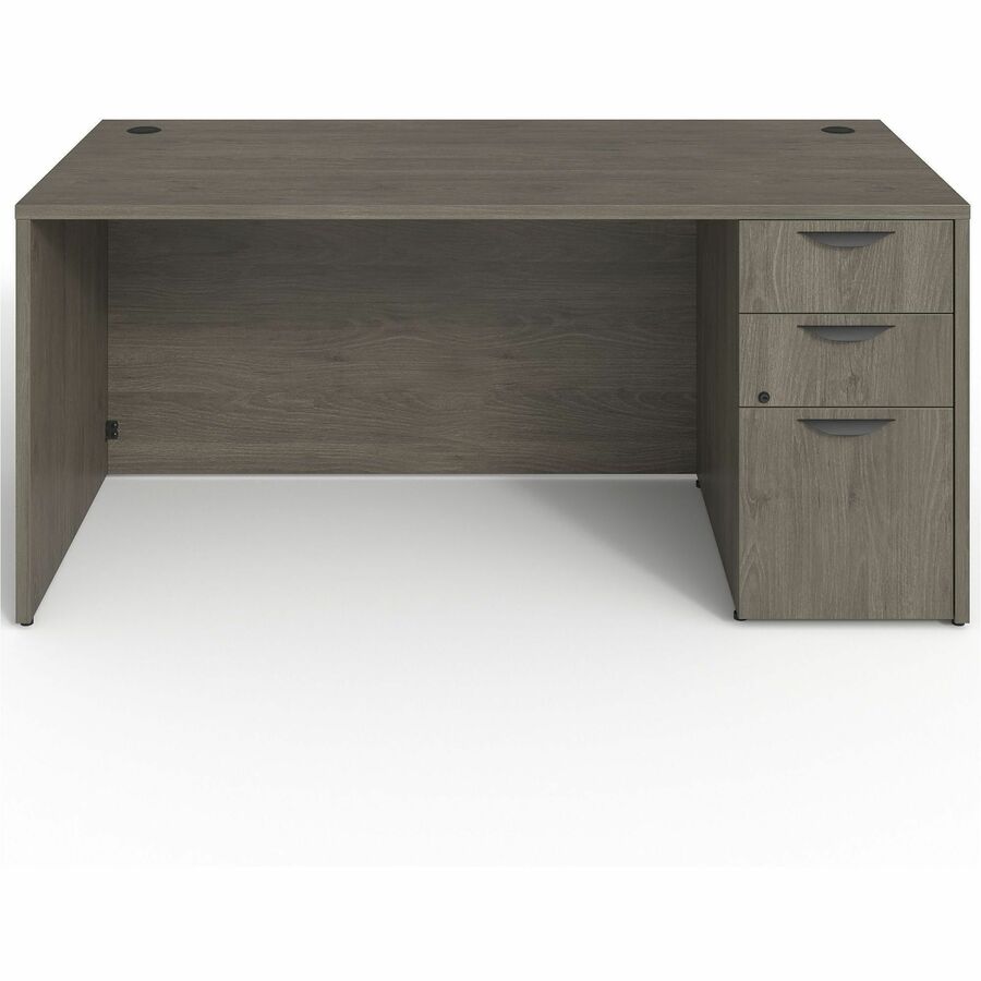 Lorell Prominence 2.0 Right-Pedestal Desk - Rectangle - 29" Height x 66" Width x 30" Depth, 1" Thickness Top - Total Drawer(s): 3 - Single Pedestal on Right Side - Band Edge - Material: Particleboard - Finish: Thermofused Melamine (TFM) - Durable, Adju...