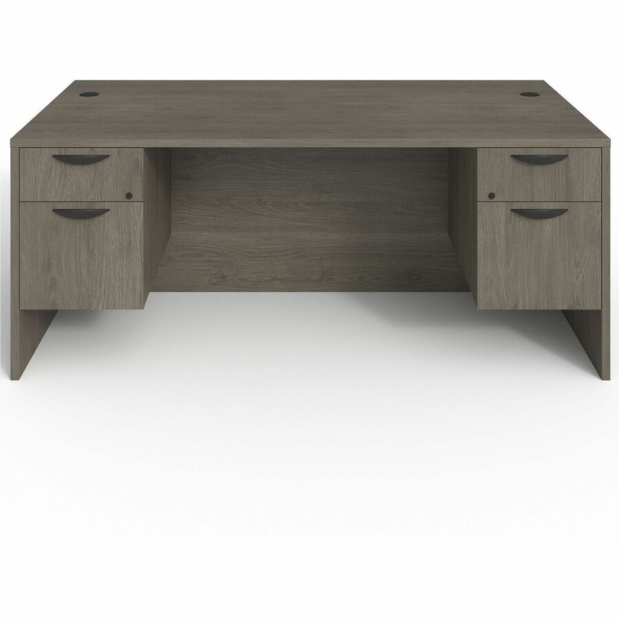 Lorell Prominence 2.0 3/4 Double-Pedestal Desk - Rectangle - 1" Thickness Top, 29" Height x 72" Width x 36" Depth - Total Drawer(s): 2 - Double Pedestal on Left/Right Side - Band Edge - Material: Particleboard - Finish: Thermofused Melamine (TFM) - Dur...