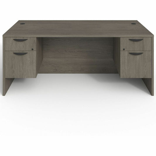 Lorell Prominence 2.0 3/4 Double-Pedestal Desk - Rectangle - 1" Thickness Top, 29" Height x 72" Width x 36" Depth - Total Drawer(s): 2 - Double Pedestal on Left/Right Side - Band Edge - Material: Particleboard - Finish: Thermofused Melamine (TFM) - Dur...