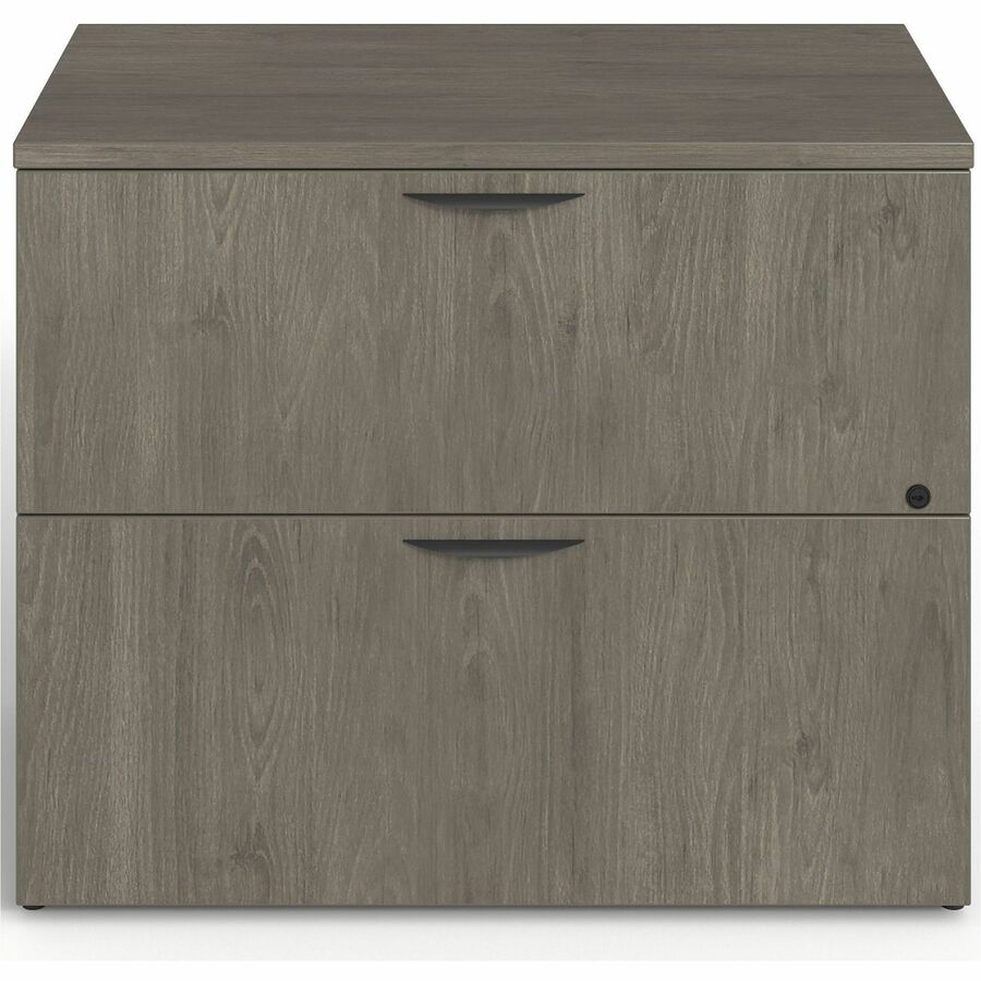 Lorell Prominence 2.0 Lateral File - Rectangle - 29" Height x 36" Width x 22" Depth, 1" Thickness Top, 0.1" Thickness Edge - Total Drawer(s): 2 - Band Edge - Material: Laminate - Finish: Gray Elm - Durable, Mar Resistant, Burn Resistant, Impact Resista...