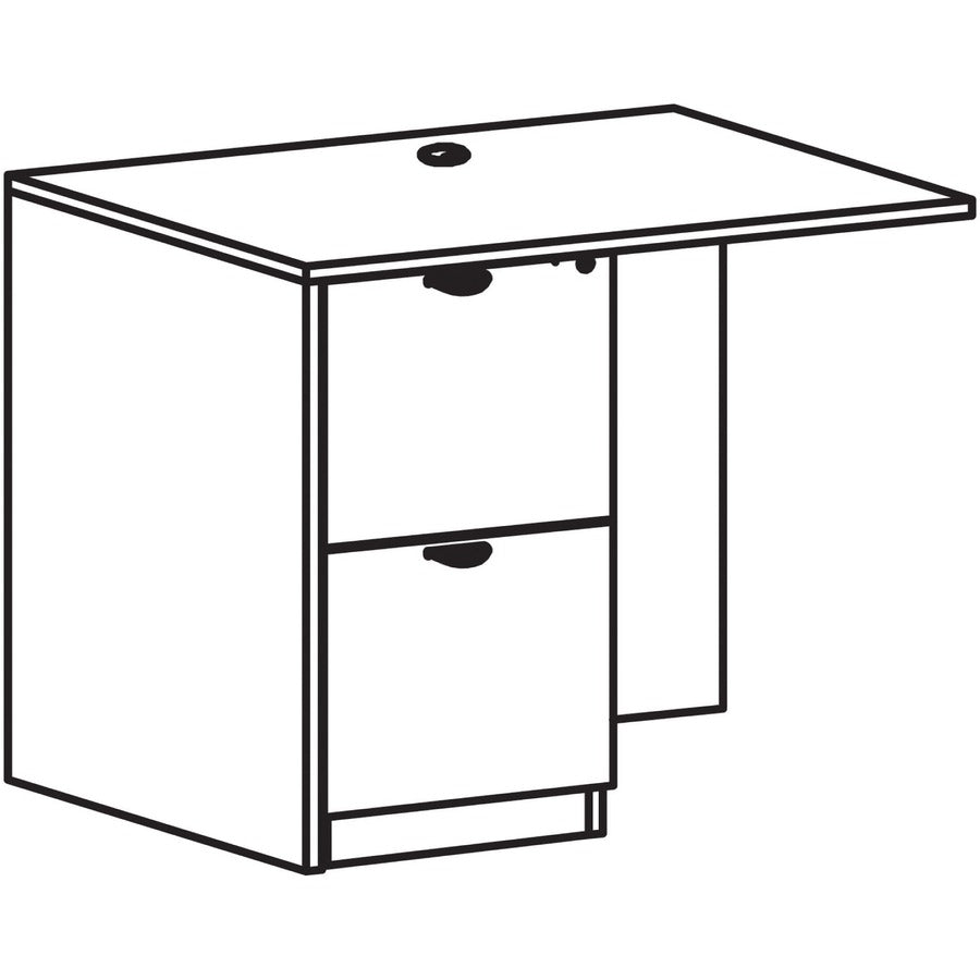Lorell Prominence 2.0 Left Return - Rectangle - 29" Height x 42" Width x 24" Depth, 1" Thickness Top - Total Drawer(s): 2 - Band Edge - Material: Particleboard - Finish: Gray Elm, Thermofused Melamine (TFM), Laminate - Durable, Mar Resistant, Burn Resi...