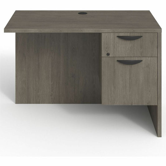 Lorell Prominence 2.0 Right Return - Rectangle - 29" Height x 42" Width x 24" Depth, 1" Thickness Top - Total Drawer(s): 2 - Single Pedestal on Right Side - Band Edge - Material: Particleboard - Finish: Gray Elm, Thermofused Melamine (TFM), Laminate...