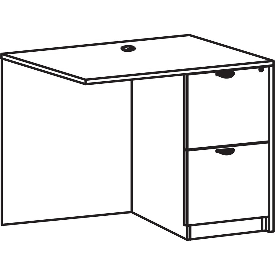 Lorell Prominence 2.0 Right Return - Rectangle - 29" Height x 42" Width x 24" Depth, 1" Thickness Top - Total Drawer(s): 2 - Band Edge - Material: Particleboard - Finish: Gray Elm, Thermofused Melamine (TFM), Laminate - Durable, Mar Resistant, Burn Res...
