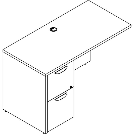 Lorell Prominence 2.0 Left Return - Rectangle - 29" Height x 48" Width x 24" Depth, 1" Thickness Top - Total Drawer(s): 2 - Band Edge - Material: Particleboard - Finish: Gray Elm, Thermofused Melamine (TFM), Laminate - Durable, Mar Resistant, Burn Resi...