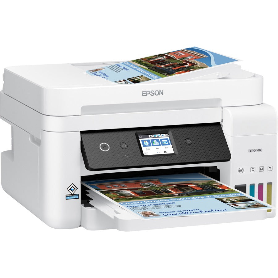 Epson WorkForce ST-C4100 Wireless Inkjet Multifunction Printer - Color - Copier/Fax/Printer/Scanner - 4800 x 1200 dpi Print - Automatic Duplex Print - Up to 5000 Pages Monthly - 250 sheets Input - Color Flatbed Scanner - 1200 dpi Optical Scan - Color F...