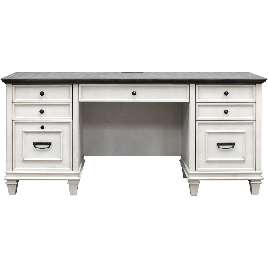 Martin Hartford Credenza - Rectangle - 31" Height x 70" Width x 21" Depth - Total Drawer(s): 4 - 1 Door(s) - Material: Wood Grain, Veneer, Metal, Wire Mesh - Finish: Vintage Linen - 1 Each