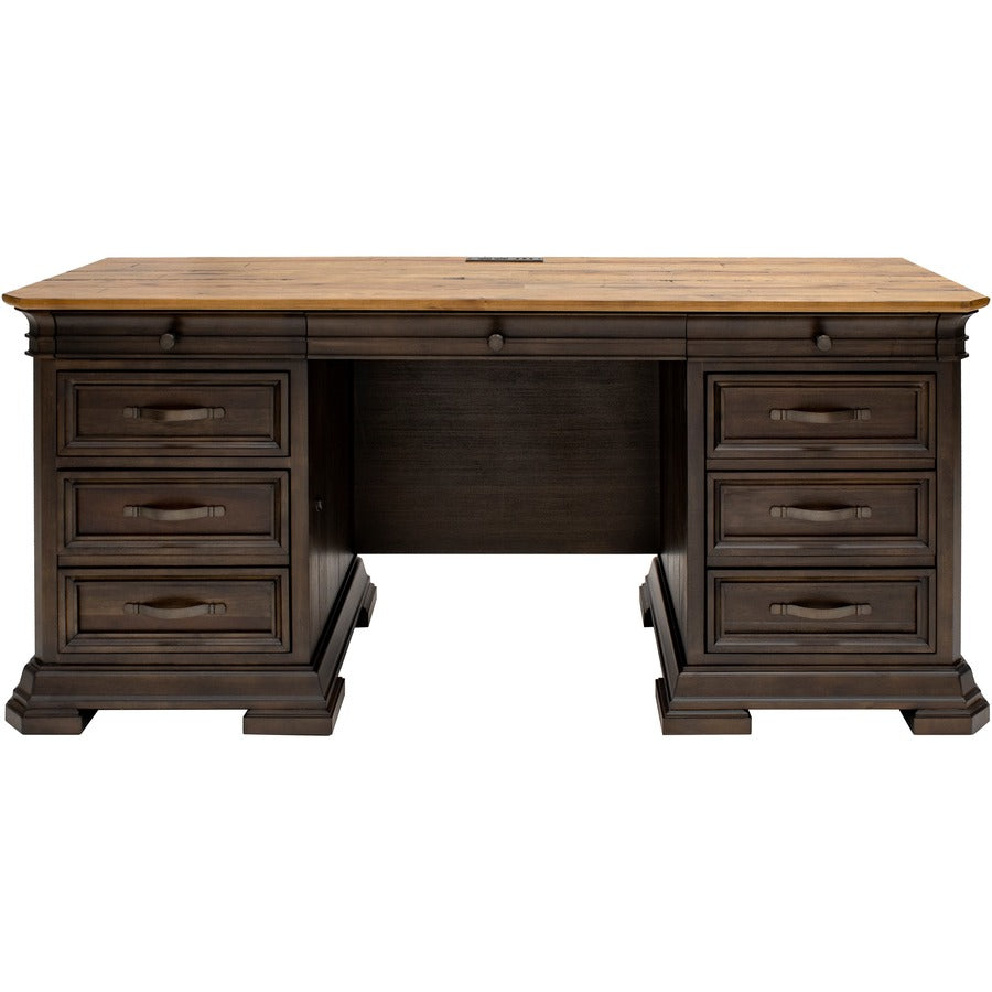 Martin Sonoma Credenza - Rectangle - 30" Height x 68" Width x 24" Depth - Finish: Dark Roast - Keyboard Drawer, AC Power Outlet, USB Outlet, Pull-out Printer Drawer, File Drawer - For Office - 1 Each