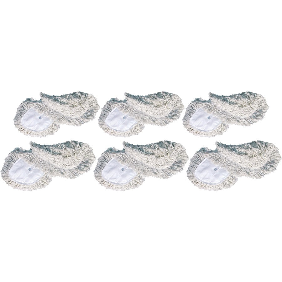 Genuine Joe Dust Mop Head Refill - 60" Width x 5" Depth - Yarn, Cotton, Synthetic - White - 6 / Carton