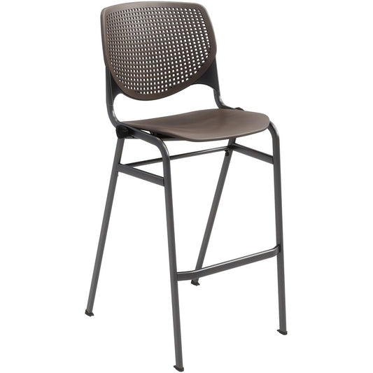KFI Barstool Chair - Brownstone Seat Color - Polypropylene Seat Material - Brownstone Back Color - Aluminum Alloy, Polypropylene Back Material - Black Frame Color - Steel Frame Material - Four-legged Base - 1 Each