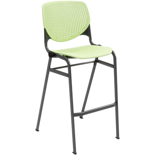 KFI Barstool Chair - Lime Green Seat Color - Polypropylene Seat Material - Lime Green Back Color - Aluminum Alloy, Polypropylene Back Material - Black Frame Color - Steel Frame Material - Four-legged Base - 1 Each
