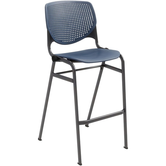 KFI Barstool Chair - Navy Seat Color - Polypropylene Seat Material - Navy Back Color - Aluminum Alloy, Polypropylene Back Material - Black Frame Color - Steel Frame Material - Four-legged Base - 1 Each