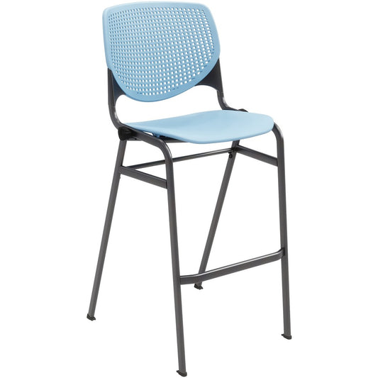 KFI Barstool Chair - Sky Blue Seat Color - Polypropylene Seat Material - Sky Blue Back Color - Aluminum Alloy, Polypropylene Back Material - Black Frame Color - Steel Frame Material - Four-legged Base - 1 Each