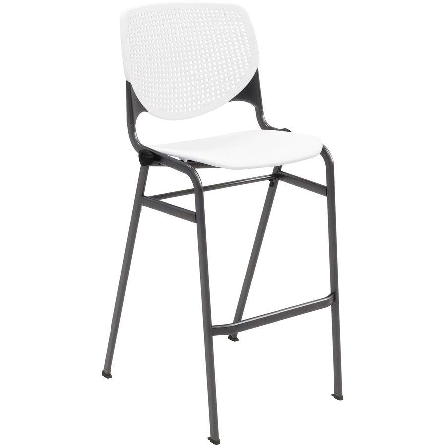 KFI Barstool Chair - White Seat Color - Polypropylene Seat Material - White Back Color - Aluminum Alloy, Polypropylene Back Material - Black Frame Color - Steel Frame Material - Four-legged Base - 1 Each