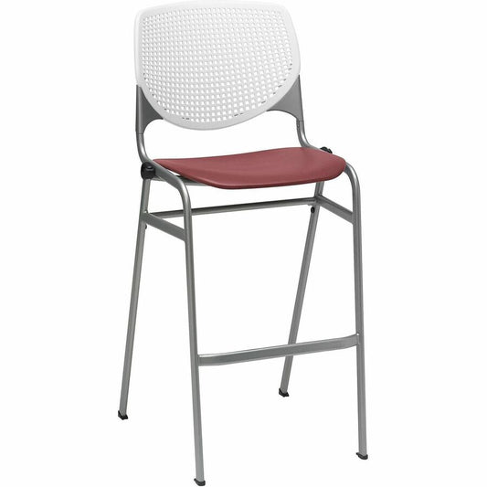KFI Barstool Chair - White, Burgundy - 1 Each