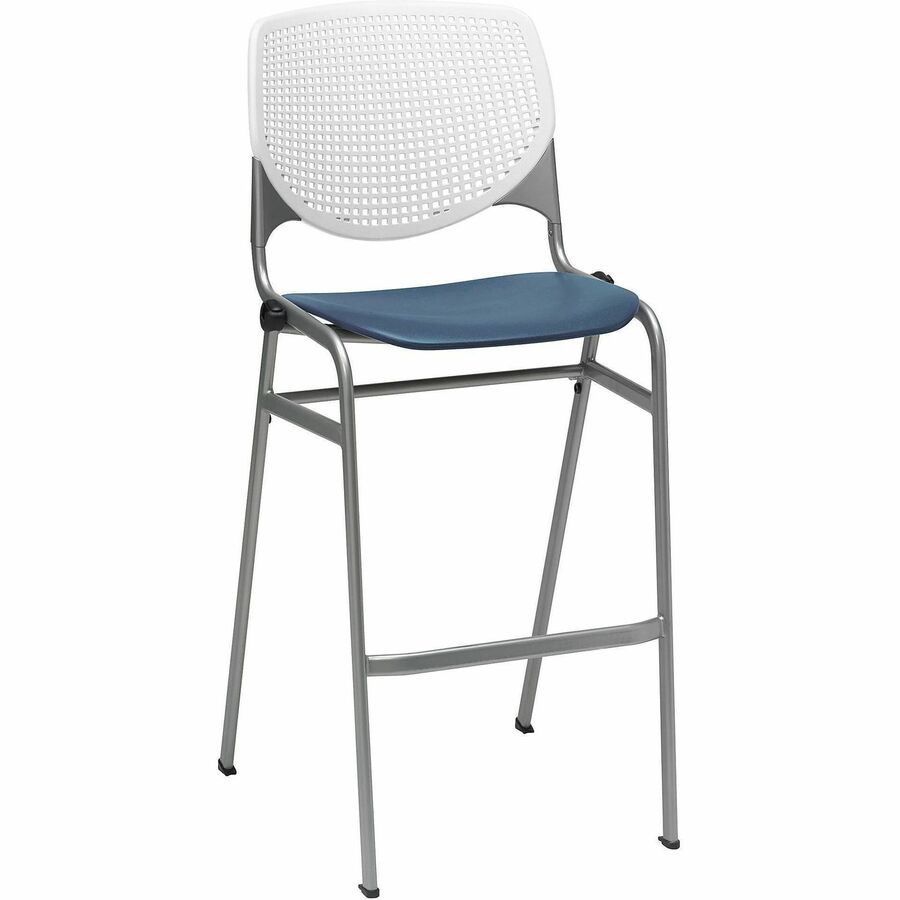 KFI Barstool Chair - White, Navy - 1 Each