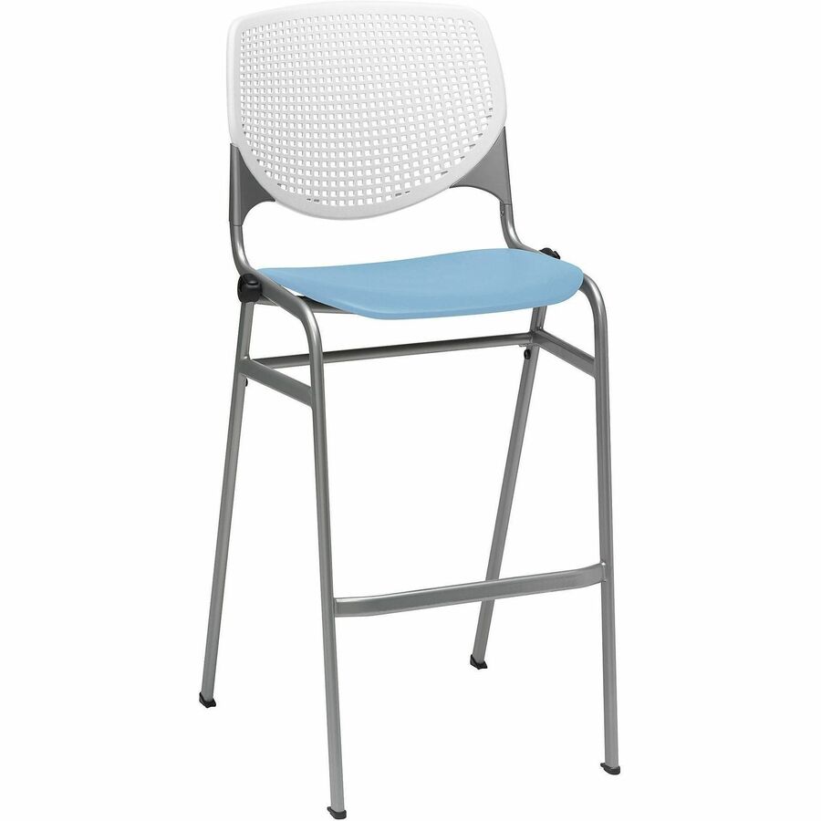 KFI Barstool Chair - White, Sky Blue - 1 Each