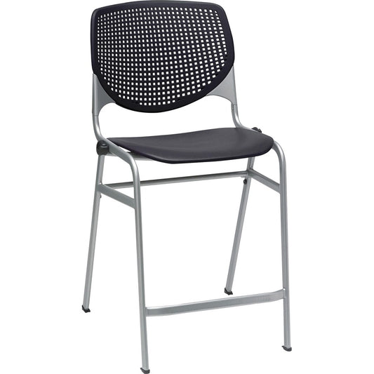 KFI Bar Stool - Black Seat Color - Polypropylene Seat Material - Black Back Color - Polypropylene Back Material - Powder Coated Black Frame Color - Steel Frame Material - Four-legged Base - 1 Each