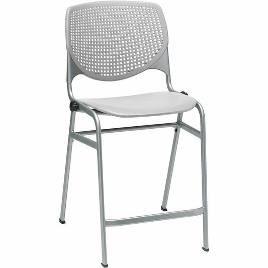 KFI Bar Stool - Light Gray Seat Color - Polypropylene Seat Material - Light Gray Back Color - Polypropylene Back Material - Powder Coated Black Frame Color - Steel Frame Material - Four-legged Base - 1 Each