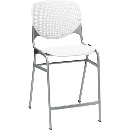 KFI Bar Stool - White Seat Color - Polypropylene Seat Material - White Back Color - Polypropylene Back Material - Powder Coated Black Frame Color - Steel Frame Material - Four-legged Base - 1 Each