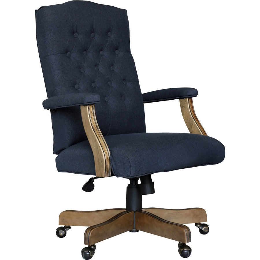 Boss Executive Commercial Linen Chair - Navy Seat Color - Linen Seat Material - Navy Back Color - Linen Back Material - Driftwood Frame Color - Mid Back - 5-star Base - Armrest - 1 Each