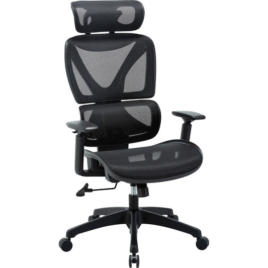 Lorell Xavier All-Mesh High-Back Chair with Articulating Lumbar - Black Seat Color - Mesh Seat Material - Black Back Color - Mesh Back Material - Plastic Frame Material - High Back - 5-star Base - Armrest - 1 Each