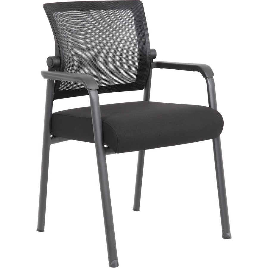 Boss Mesh 4-Legged Guest Chair - Black Seat Color - Black Back Color - Mesh Back Material - Tubular Steel Frame Material - Four-legged Base - 1 Carton