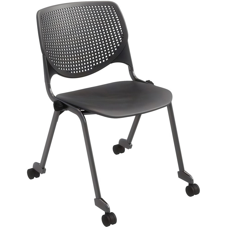 KFI Stacking Chair - Black Seat Color - Polypropylene Seat Material - Black Back Color - Polypropylene Back Material - Powder Coated Black Frame Color - Steel Frame Material - Four-legged Base - 1 Each