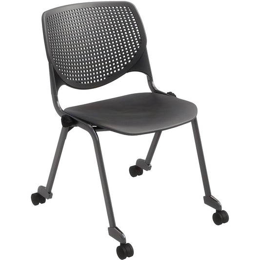 KFI Stacking Chair - Black Seat Color - Polypropylene Seat Material - Black Back Color - Polypropylene Back Material - Powder Coated Black Frame Color - Steel Frame Material - Four-legged Base - 1 Each