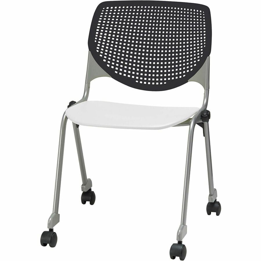 KFI Stacking Chair - Black, White - 1 Each