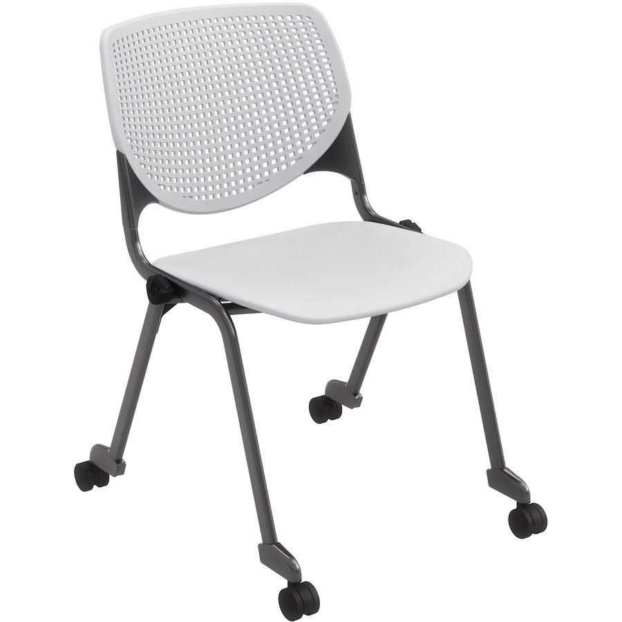 KFI Stacking Chair - Light Gray Seat Color - Polypropylene Seat Material - Light Gray Back Color - Polypropylene Back Material - Powder Coated Black Frame Color - Steel Frame Material - Four-legged Base - 1 Each