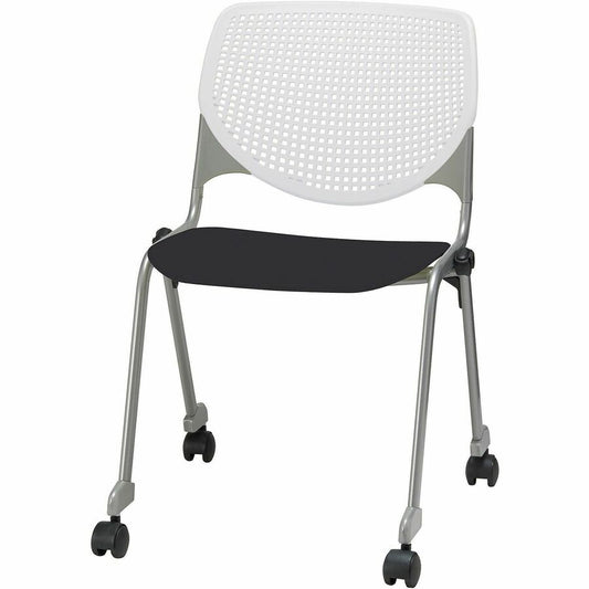 KFI Stacking Chair - Black, White - 1 Each