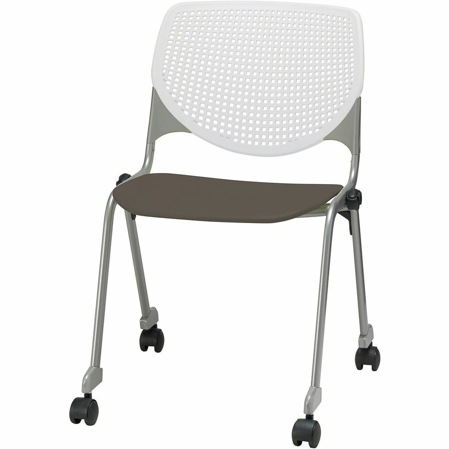 KFI Stacking Chair - Brownstone, White - 1 Each