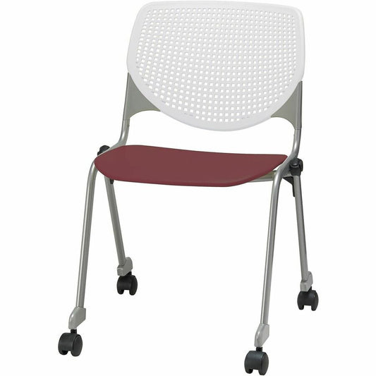 KFI Stacking Chair - Burgundy, White - 1 Each