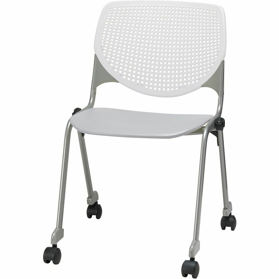 KFI Stacking Chair - Light Gray, White - 1 Each