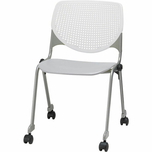 KFI Stacking Chair - Light Gray, White - 1 Each