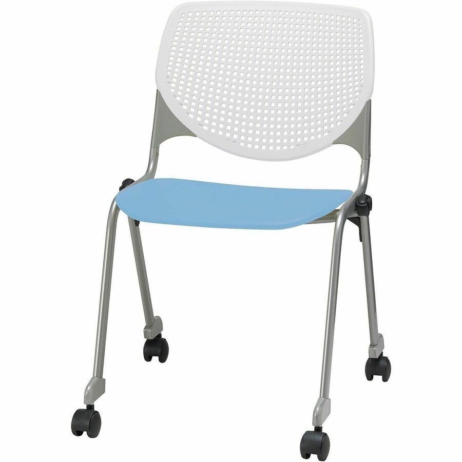 KFI Stacking Chair - Sky Blue, White - 1 Each