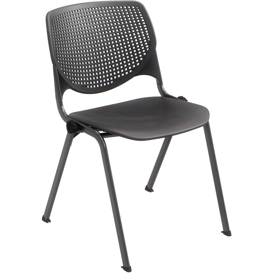 KFI Stacking Chair - Black Seat Color - Polypropylene Seat Material - Black Back Color - Polypropylene Back Material - Steel Frame Material - Four-legged Base - 1 Each