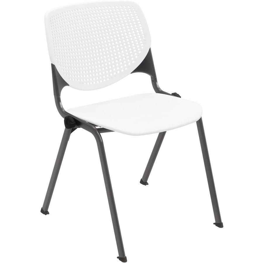 KFI Stacking Chair - White Seat Color - Polypropylene Seat Material - White Back Color - Polypropylene Back Material - Steel Frame Material - Four-legged Base - 1 Each